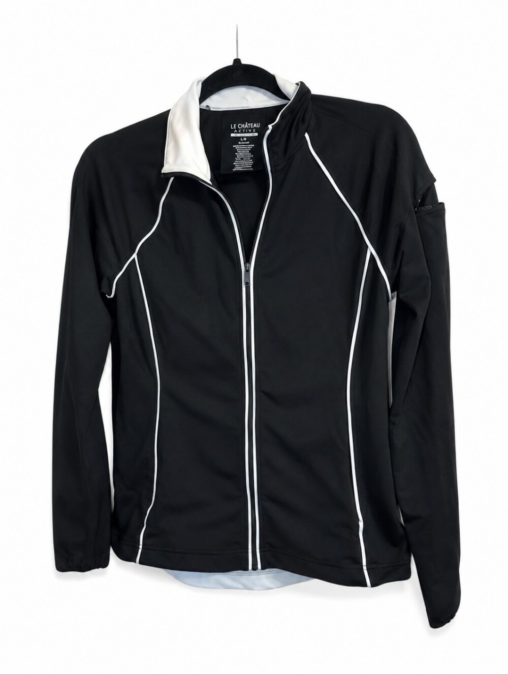 Lauren Ralph Lauren Women’s Small Athletic Jacket Full Zip Black White Piping